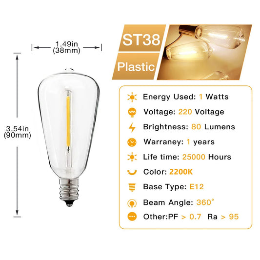 Radientia ST38 LED Outdoor String Lights – Waterproof Edison-Style Bulbs