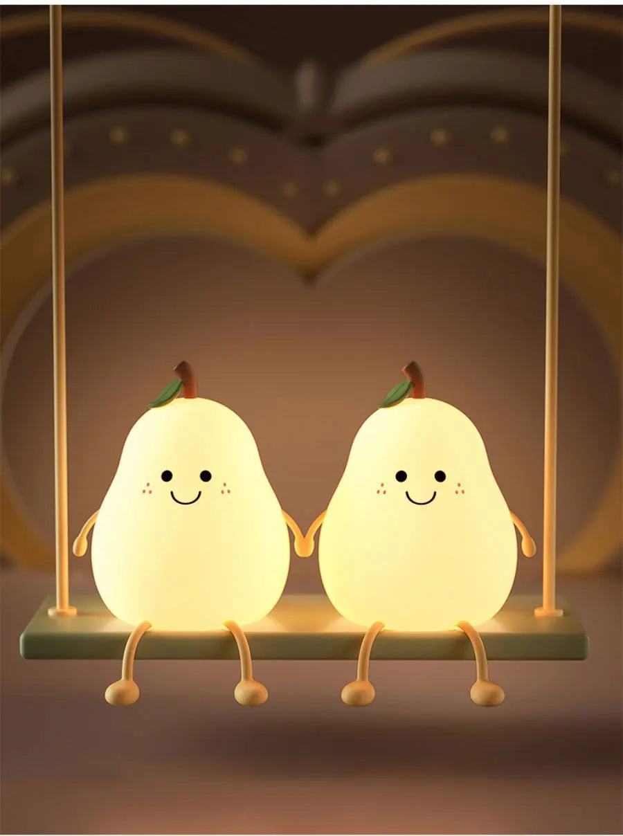 Radientia USB Rechargeable Pear Silicone Night Light – Touch Sensor & Remote