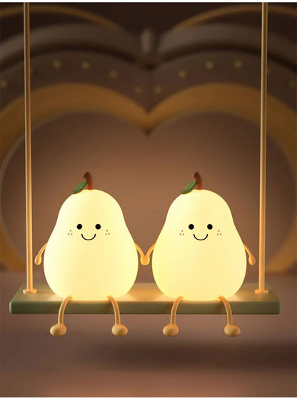 Radientia USB Rechargeable Pear Silicone Night Light – Touch Sensor & Remote