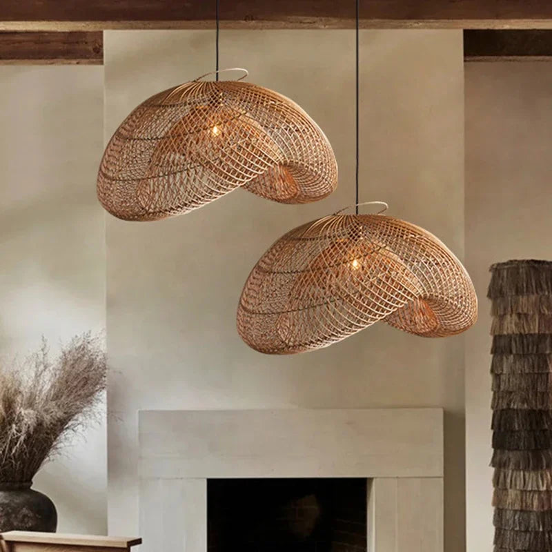 Radientia Vintage Rattan Pendant Light – Hand-Woven Bamboo Design