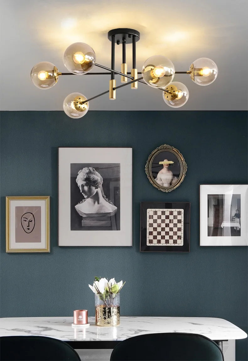 Radientia Modern Black & Gold Bubble Ball Ceiling Lamp