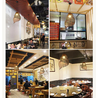 Radientia Handmade Bamboo Conch Pendant Light – Retro Rustic Design