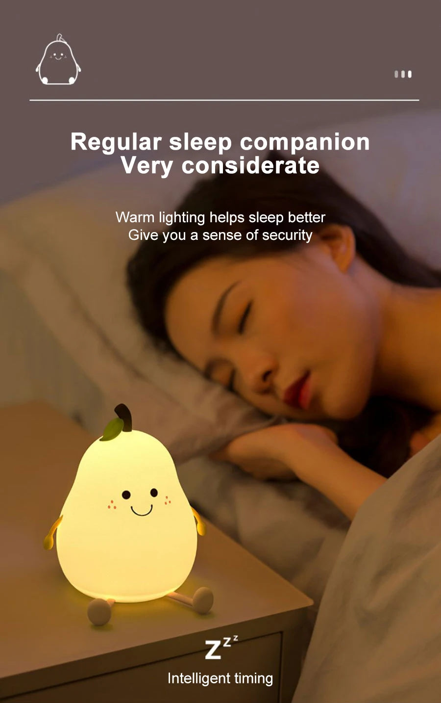 Radientia USB Rechargeable Pear Silicone Night Light – Touch Sensor & Remote