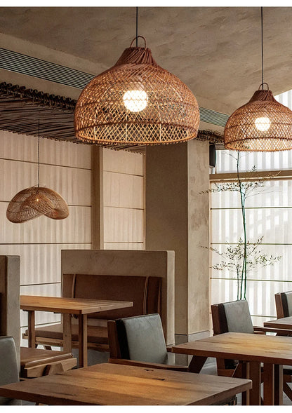 Radientia Vintage Rattan Pendant Light – Hand-Woven Bamboo Design