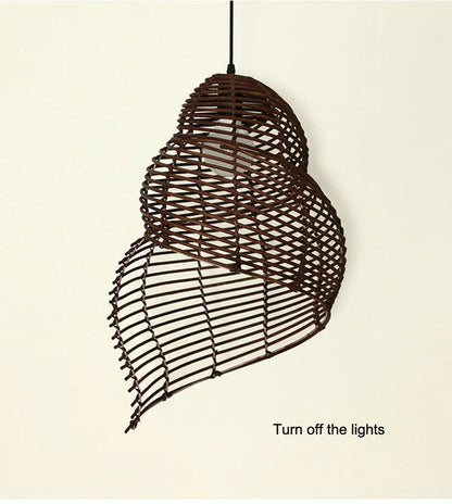Radientia Handmade Bamboo Conch Pendant Light – Retro Rustic Design