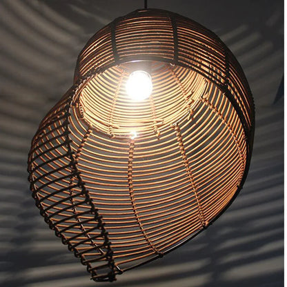 Radientia Handmade Bamboo Conch Pendant Light – Retro Rustic Design