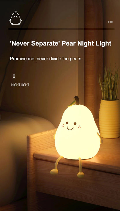 Radientia USB Rechargeable Pear Silicone Night Light – Touch Sensor & Remote