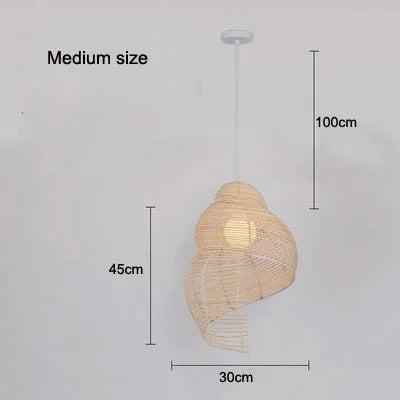 Radientia Handmade Bamboo Conch Pendant Light – Retro Rustic Design