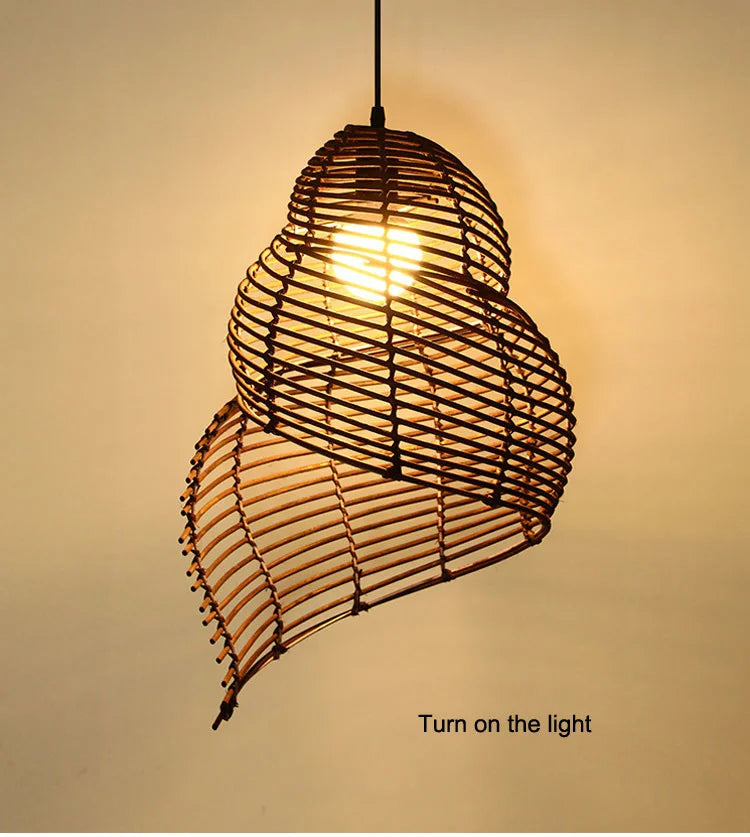 Radientia Handmade Bamboo Conch Pendant Light – Retro Rustic Design