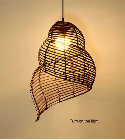 Radientia Handmade Bamboo Conch Pendant Light – Retro Rustic Design