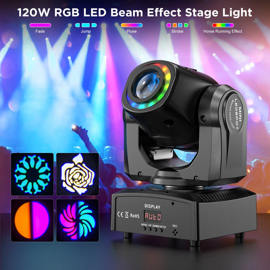 Radientia 120W LED Moving Head Stage Light – RGB Color Mixing with DMX Control