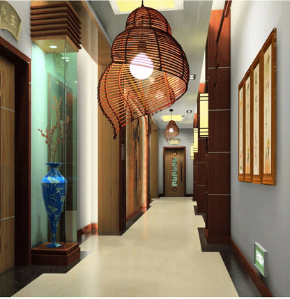 Radientia Handmade Bamboo Conch Pendant Light – Retro Rustic Design