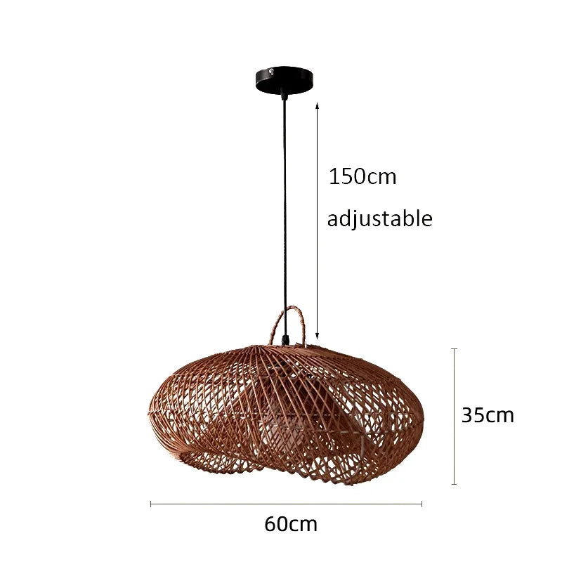 Radientia Vintage Rattan Pendant Light – Hand-Woven Bamboo Design