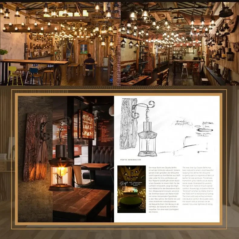 Radientia Rustic Industrial Wood Wall Sconce – Vintage Metal Art
