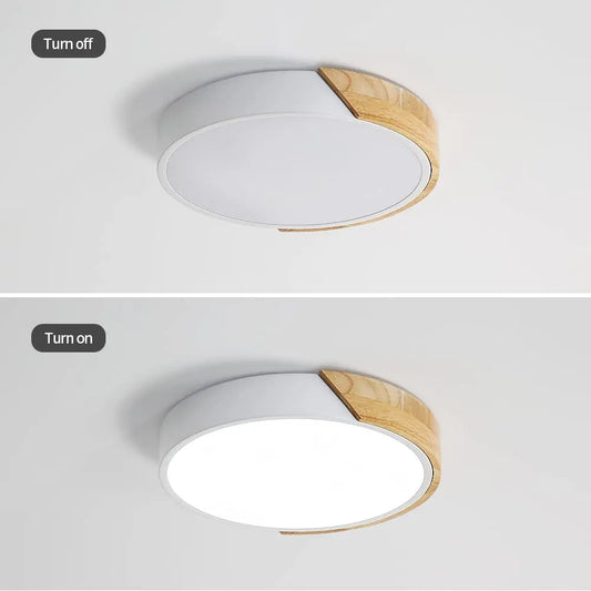 Radientia Round Wooden LED Ceiling Light – 24W, Ø30cm, Cool White
