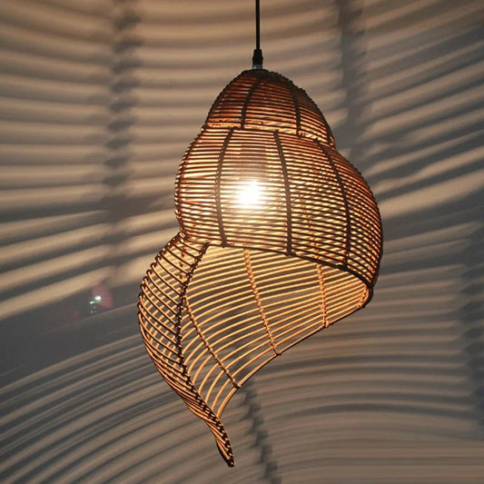 Radientia Handmade Bamboo Conch Pendant Light – Retro Rustic Design