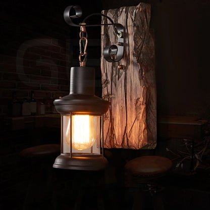 Radientia Rustic Industrial Wood Wall Sconce – Vintage Metal Art