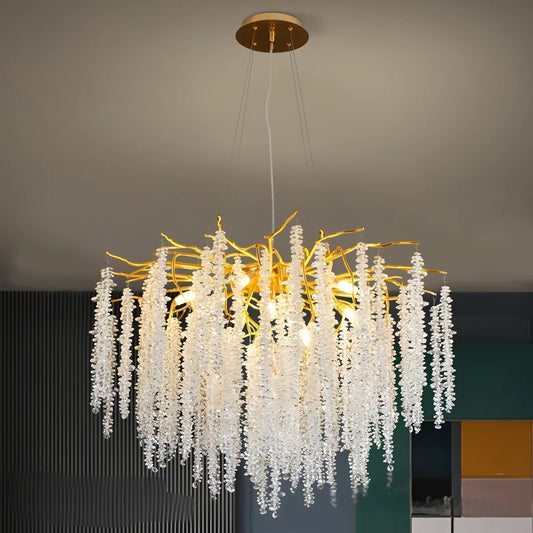 Modern Luxury Crystal Chandelier – Gold LED Ceiling Light for Living Room, Dining Room